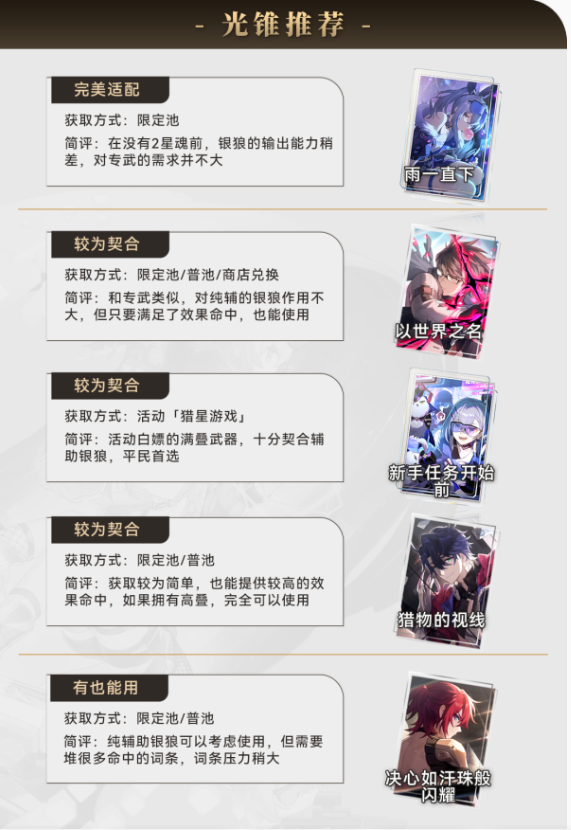 《崩坏星穹铁道》银狼光锥选择