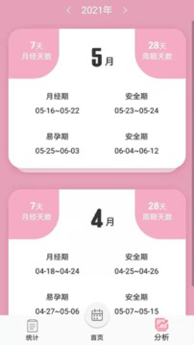 女生例假记录截图